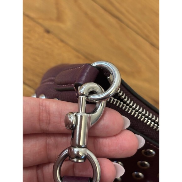 Coach CM031 Charlotte Leather Shoulder Crossbody Bag Rivets Deep Berry Studded - Picture 12 of 14